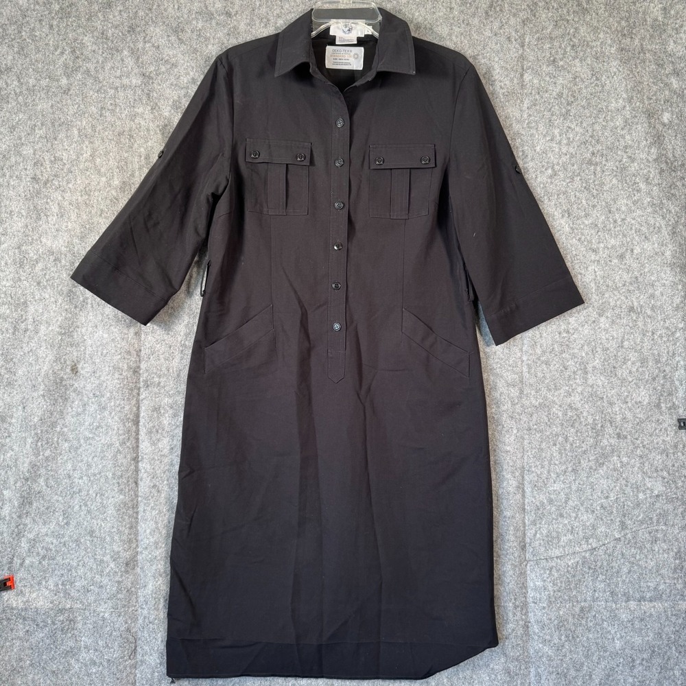 Murphy & Hartelius Airline Uniform Dress Womens 8 Black Shirt Button Flap Pocket